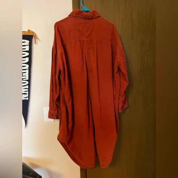 Anthropologie Pilcro Orange Corduroy Duster size Medium - Picture 4 of 9
